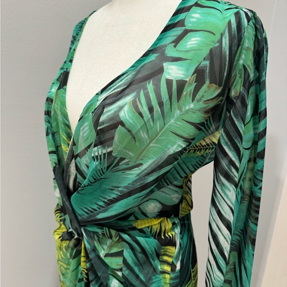 Leafy Green and Yellow Women's Swim Cover-Up - Picture 8 of 11